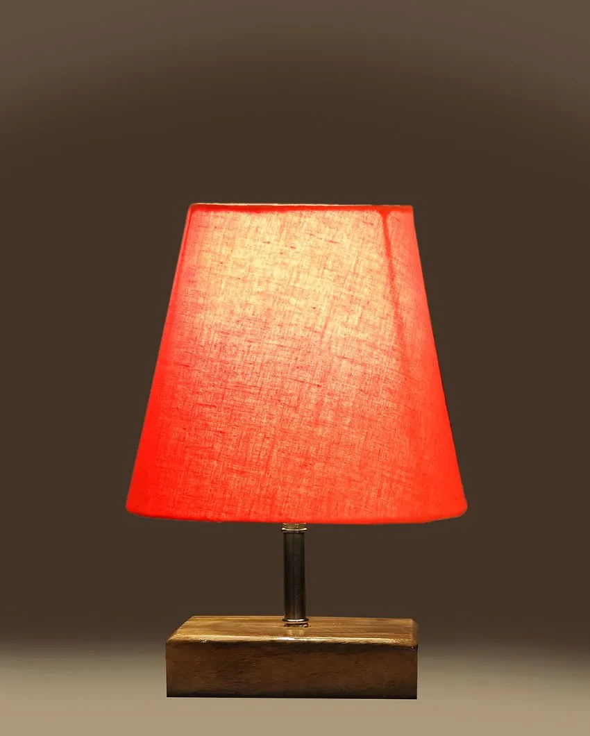 Graceful Cotton Square Natural Wood Table Lamp | 6 x 8 inches