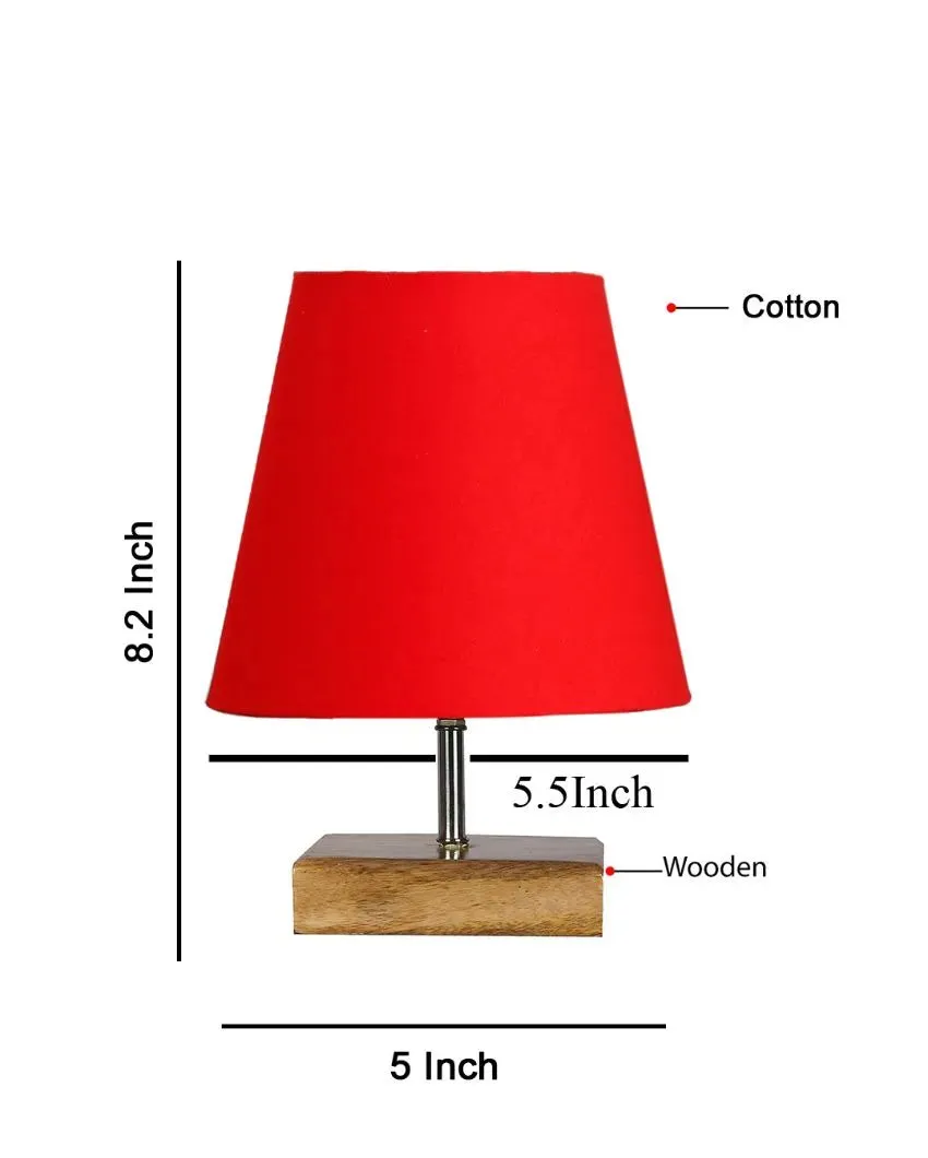 Graceful Cotton Square Natural Wood Table Lamp | 6 x 8 inches