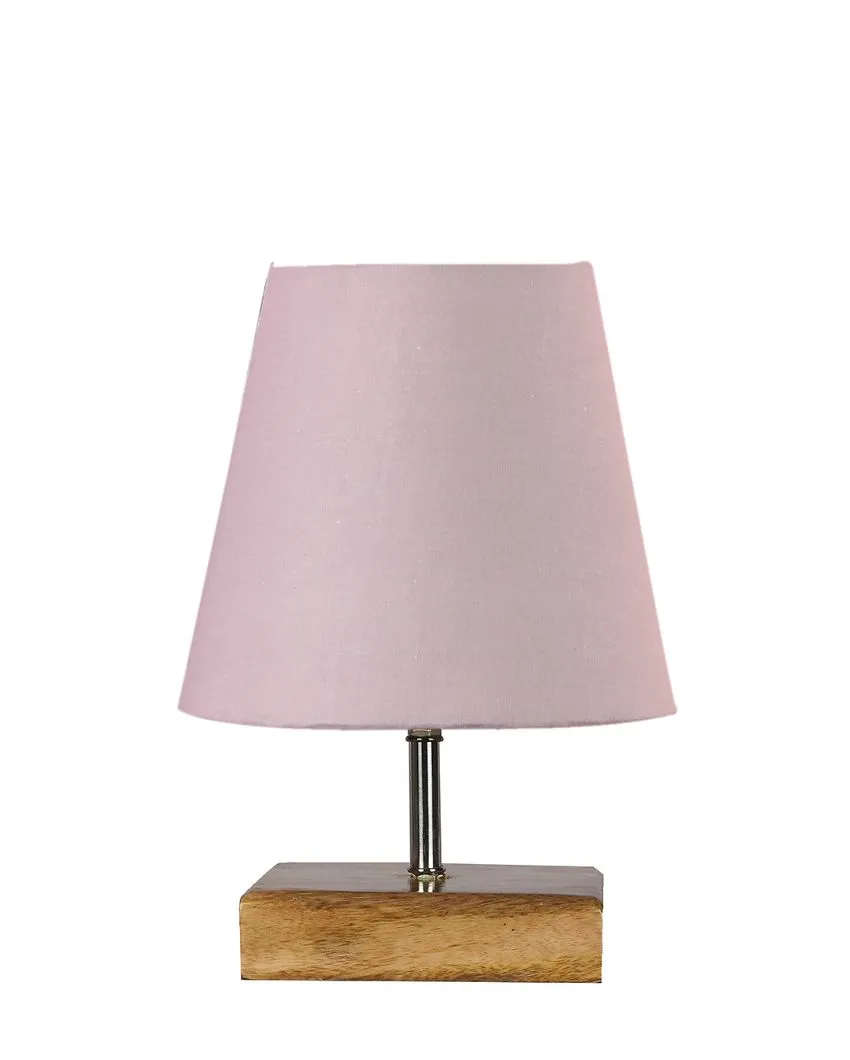 Graceful Cotton Square Natural Wood Table Lamp | 6 x 8 inches