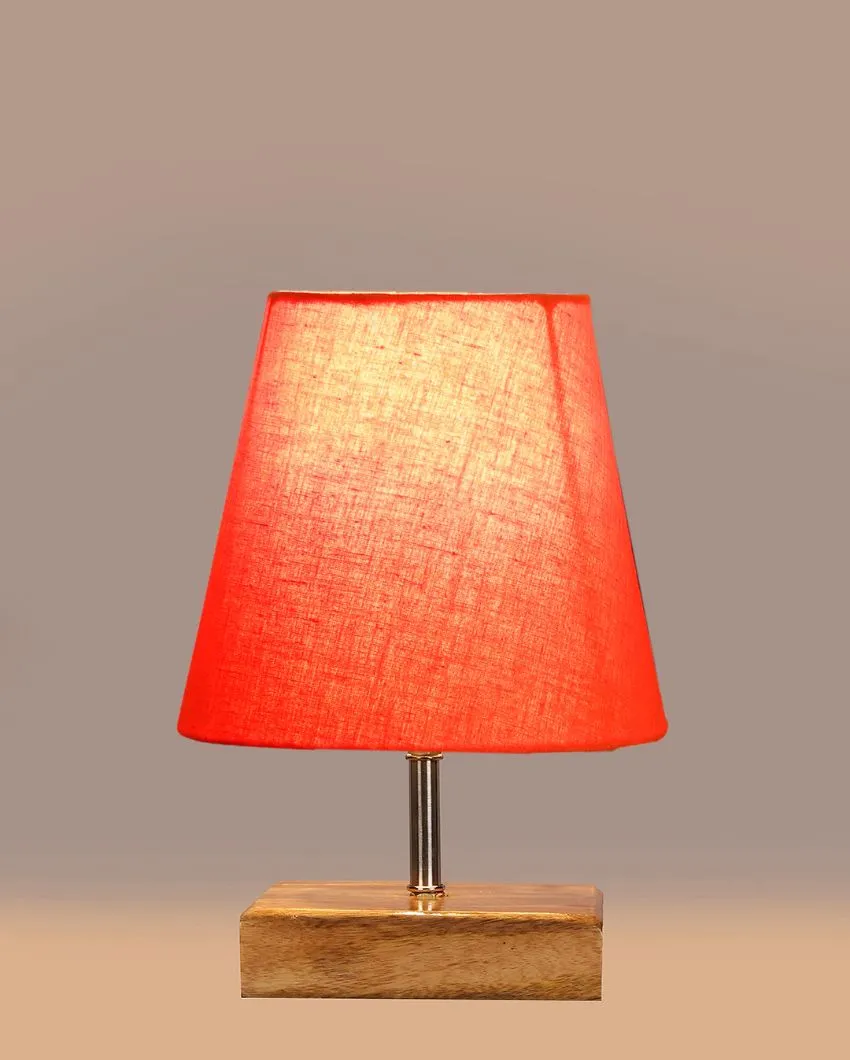 Graceful Cotton Square Natural Wood Table Lamp | 6 x 8 inches