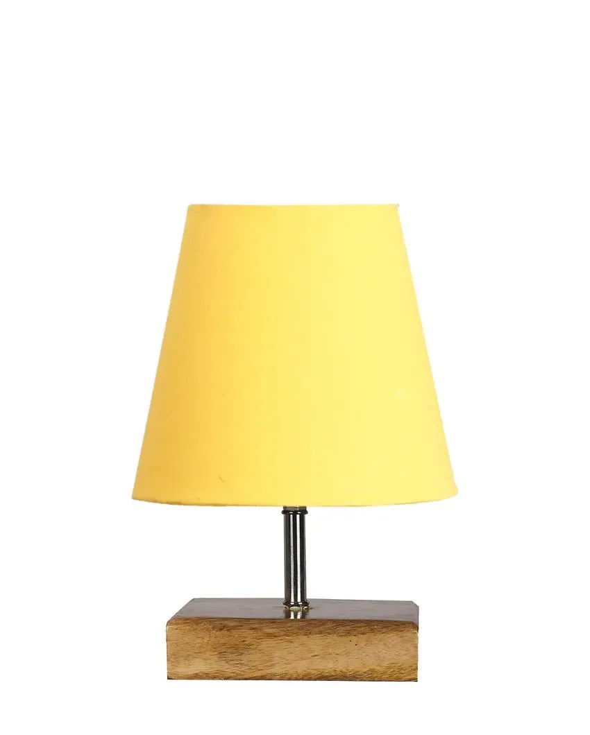 Graceful Cotton Square Natural Wood Table Lamp | 6 x 8 inches