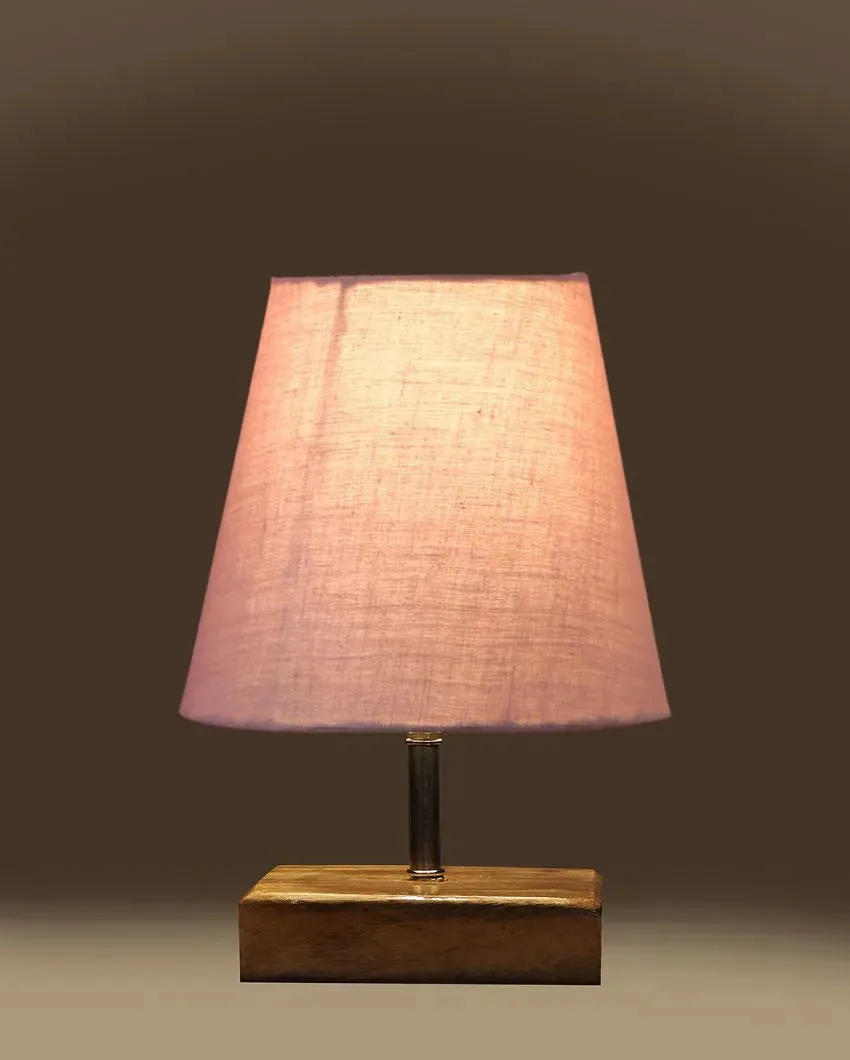 Graceful Cotton Square Natural Wood Table Lamp | 6 x 8 inches