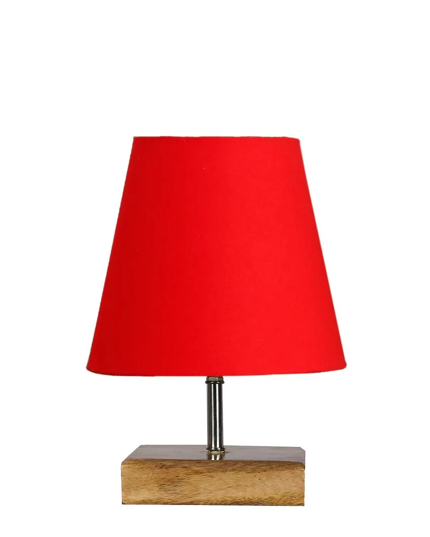 Graceful Cotton Square Natural Wood Table Lamp | 6 x 8 inches