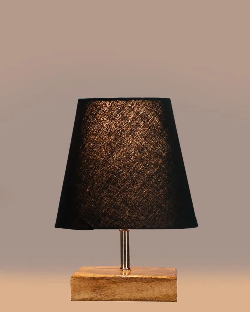 Graceful Cotton Square Natural Wood Table Lamp | 6 x 8 inches