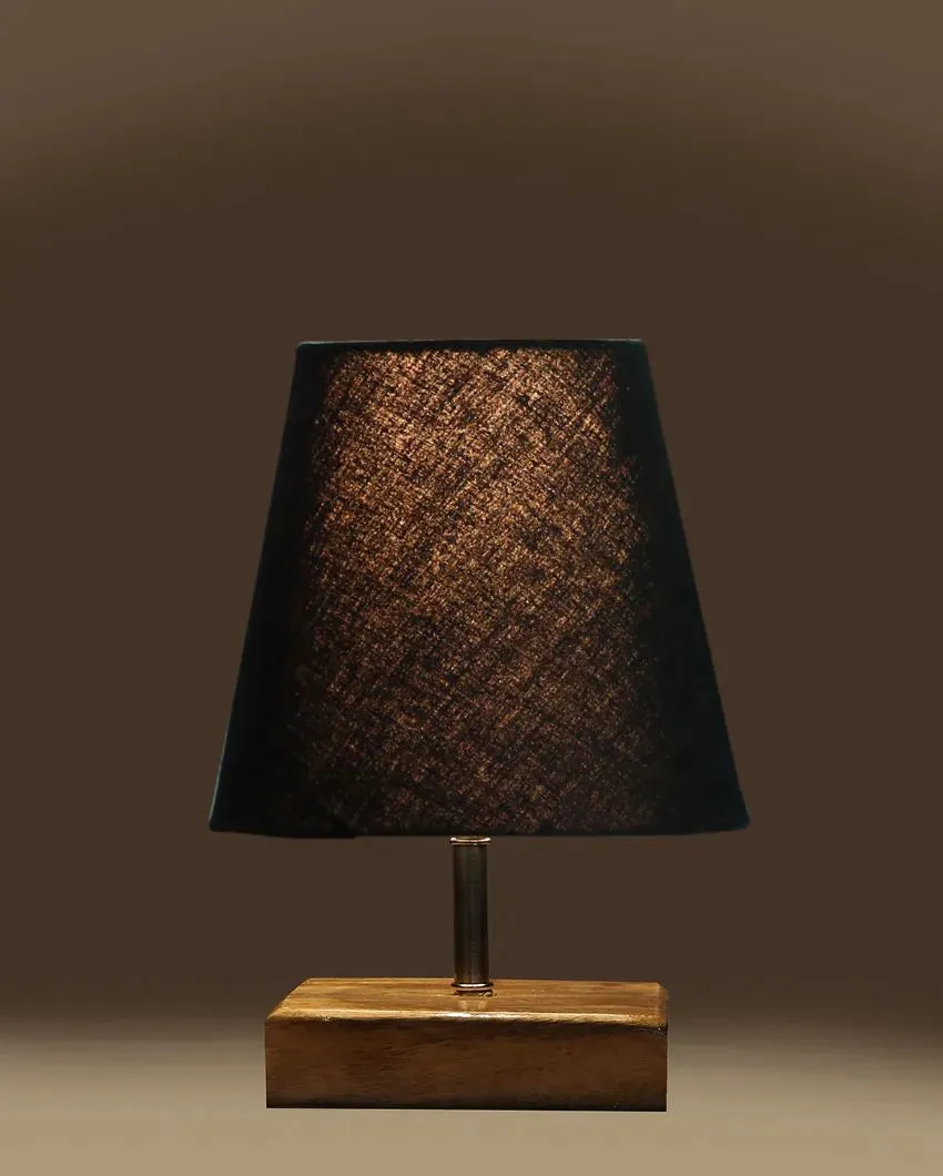 Graceful Cotton Square Natural Wood Table Lamp | 6 x 8 inches