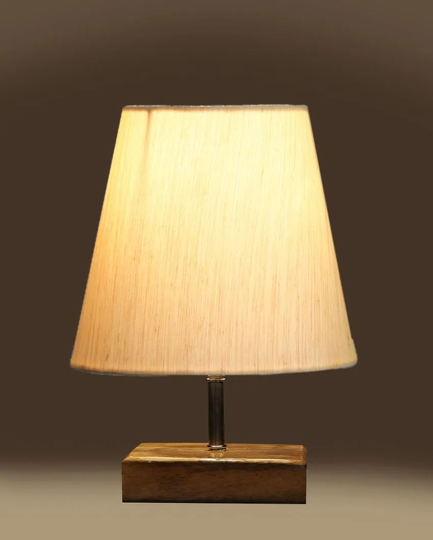 Graceful Cotton Square Natural Wood Table Lamp | 6 x 8 inches