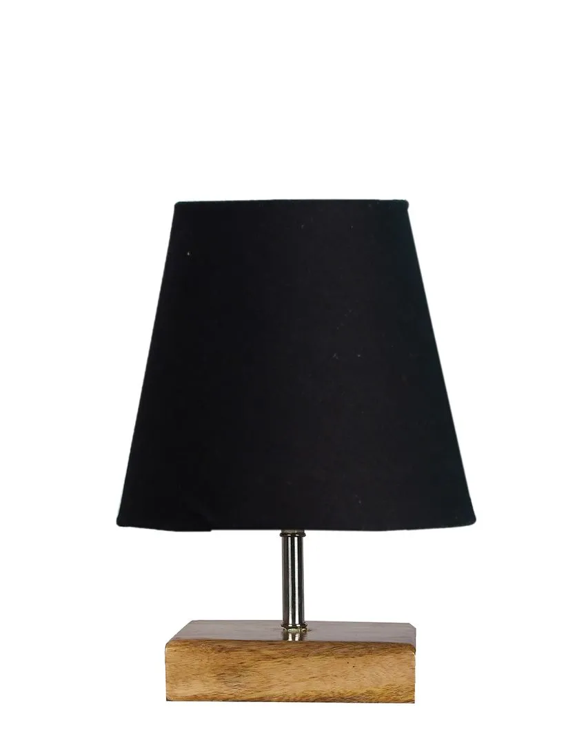 Graceful Cotton Square Natural Wood Table Lamp | 6 x 8 inches