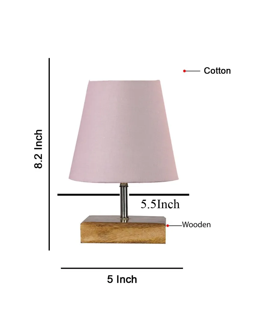 Graceful Cotton Square Natural Wood Table Lamp | 6 x 8 inches