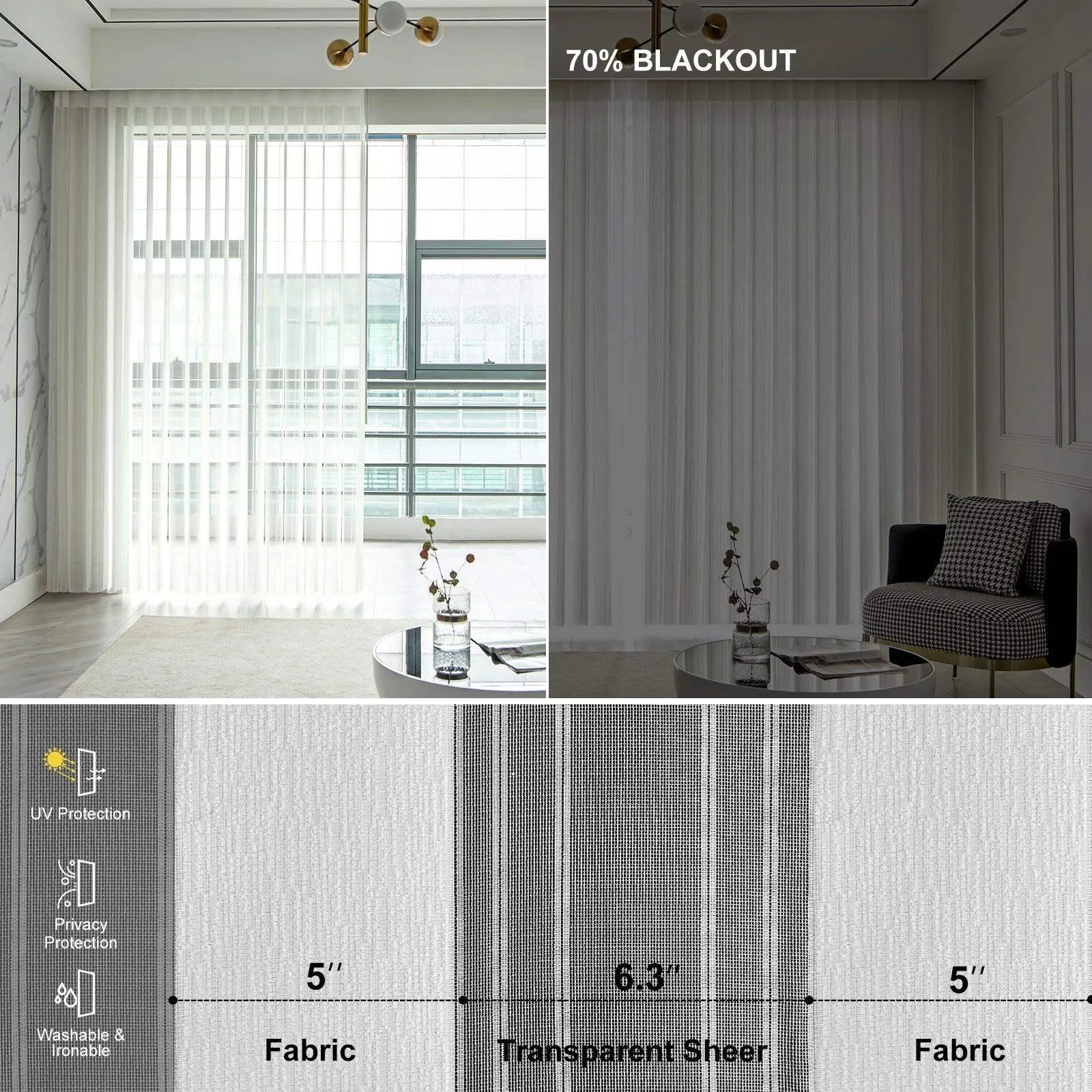 Graywind Manual Sheer Vertical Blinds | Striped Series | Customizable