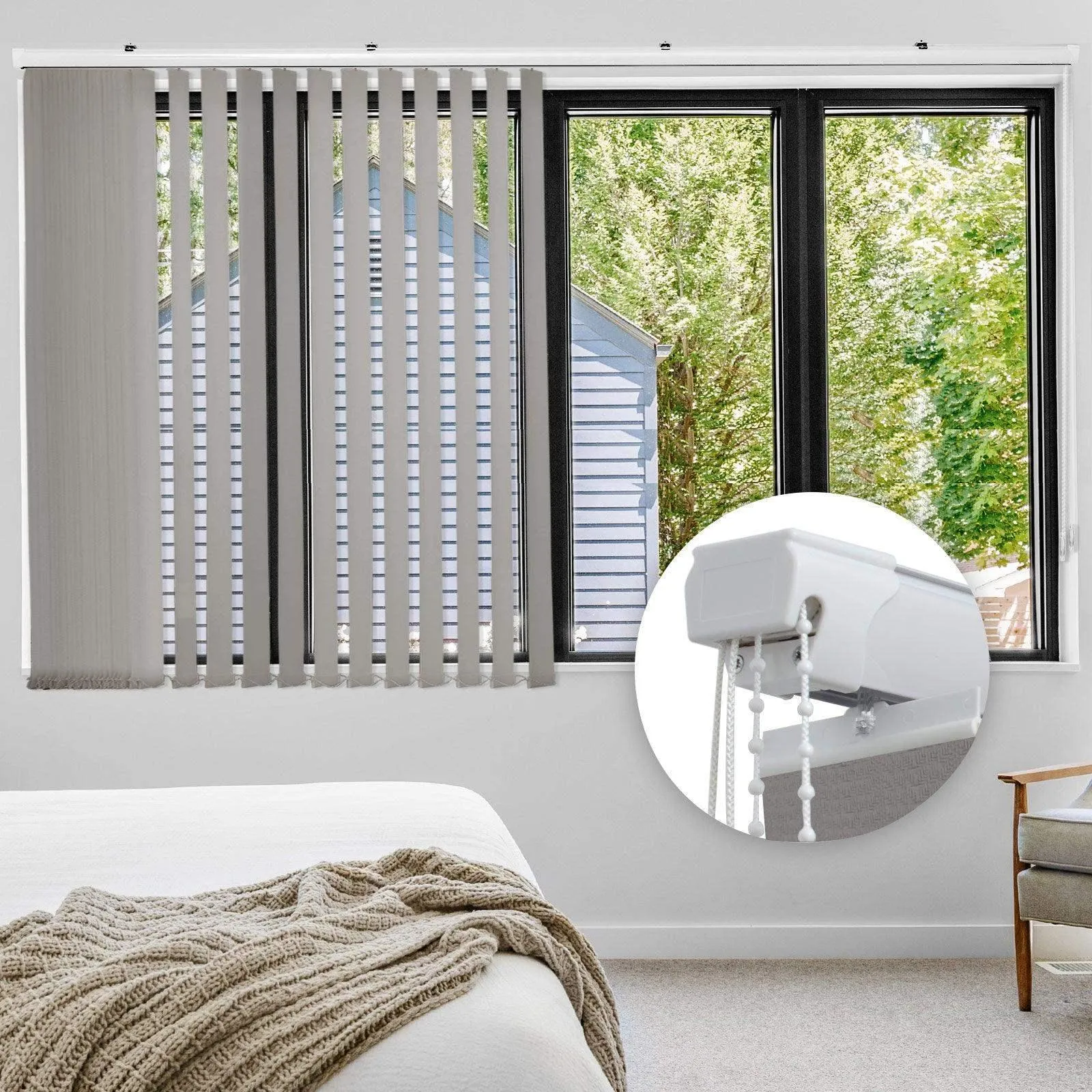 Graywind Manual Vertical Blinds | Light Filtering Waffle Series | Customizable