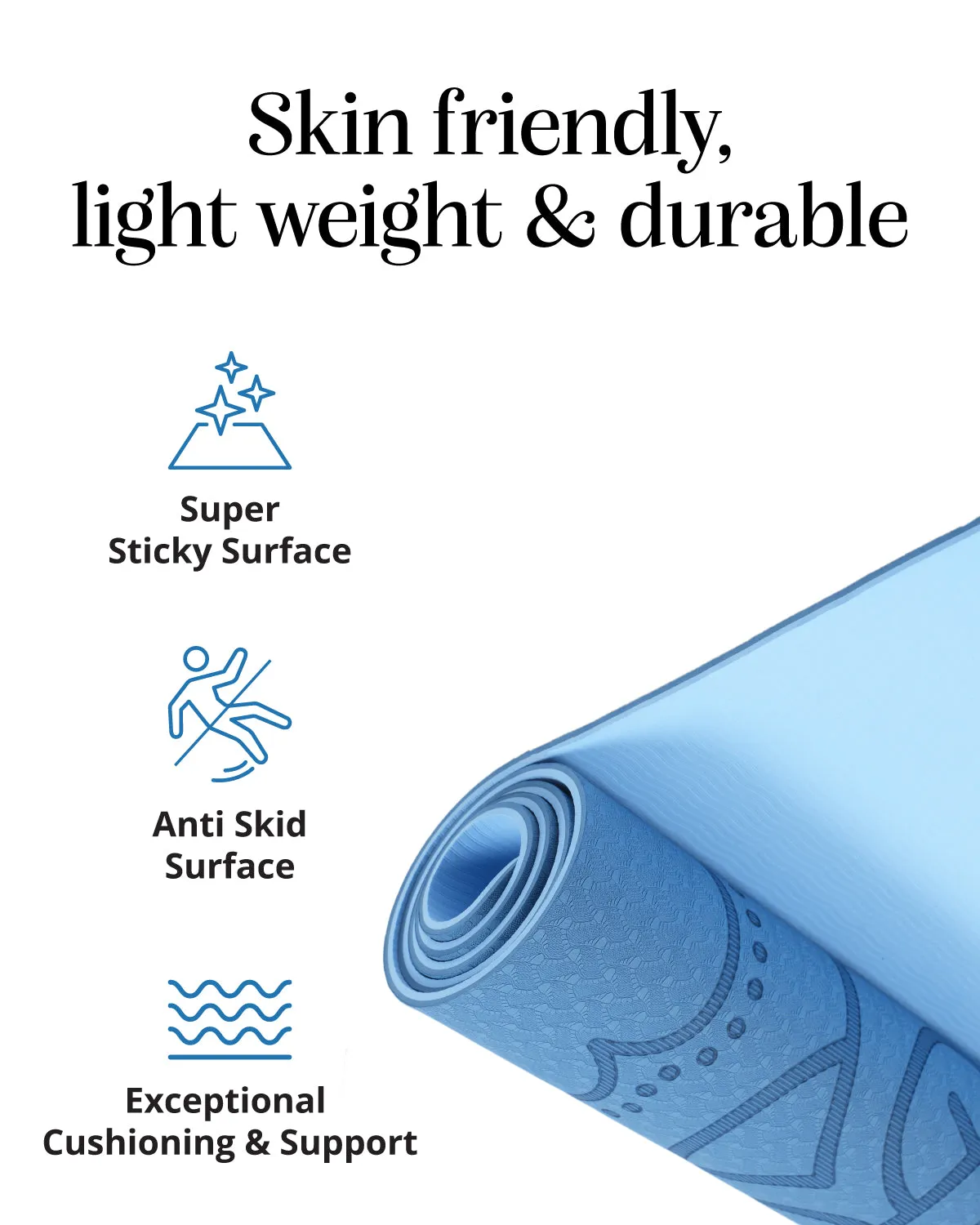 Grhamoy TruAlign Blue Mandala Rubber Yoga Mat | 6 mm Thick