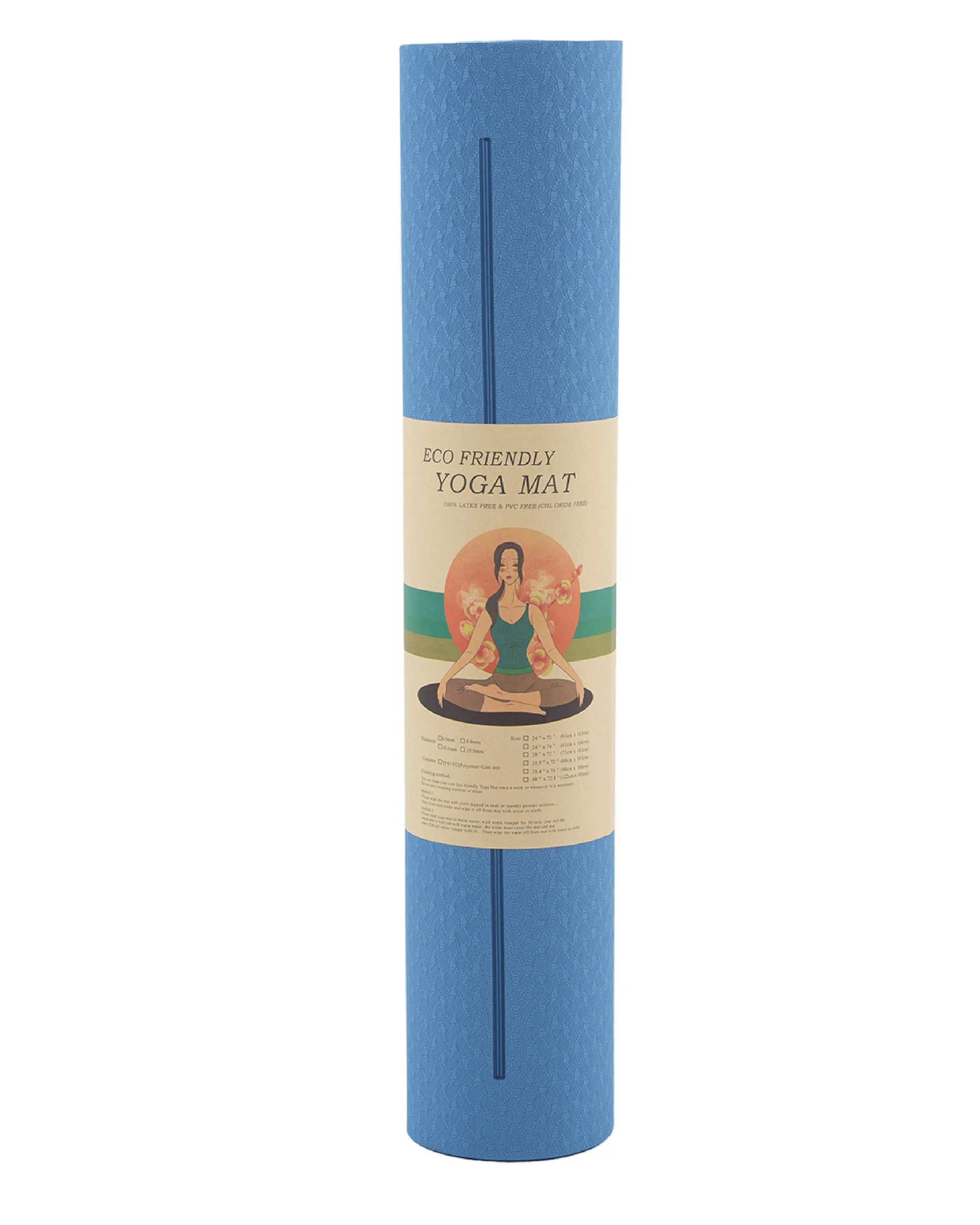 Grhamoy TruAlign Blue Mandala Rubber Yoga Mat | 6 mm Thick