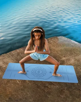 Grhamoy TruAlign Blue Mandala Rubber Yoga Mat | 6 mm Thick