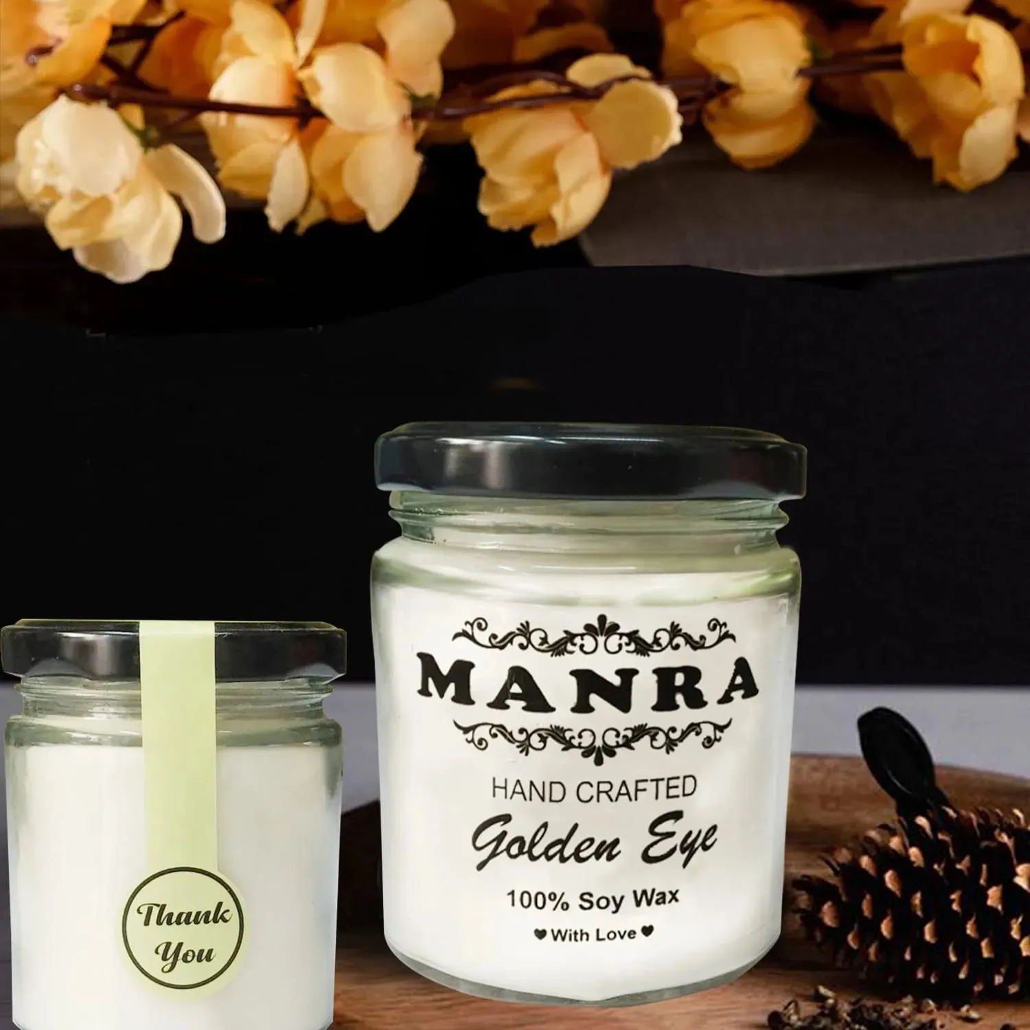 Handcrafted Scented Candles by Manra - Burn time 36 hours each candle