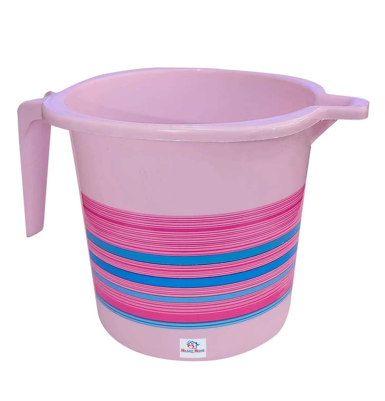 Heart Home Durable Long Lasting, Lightweight, Unbreakable, Strong Plastic Bathroom Mug 1 Litre- Pack of 4 (Pink)