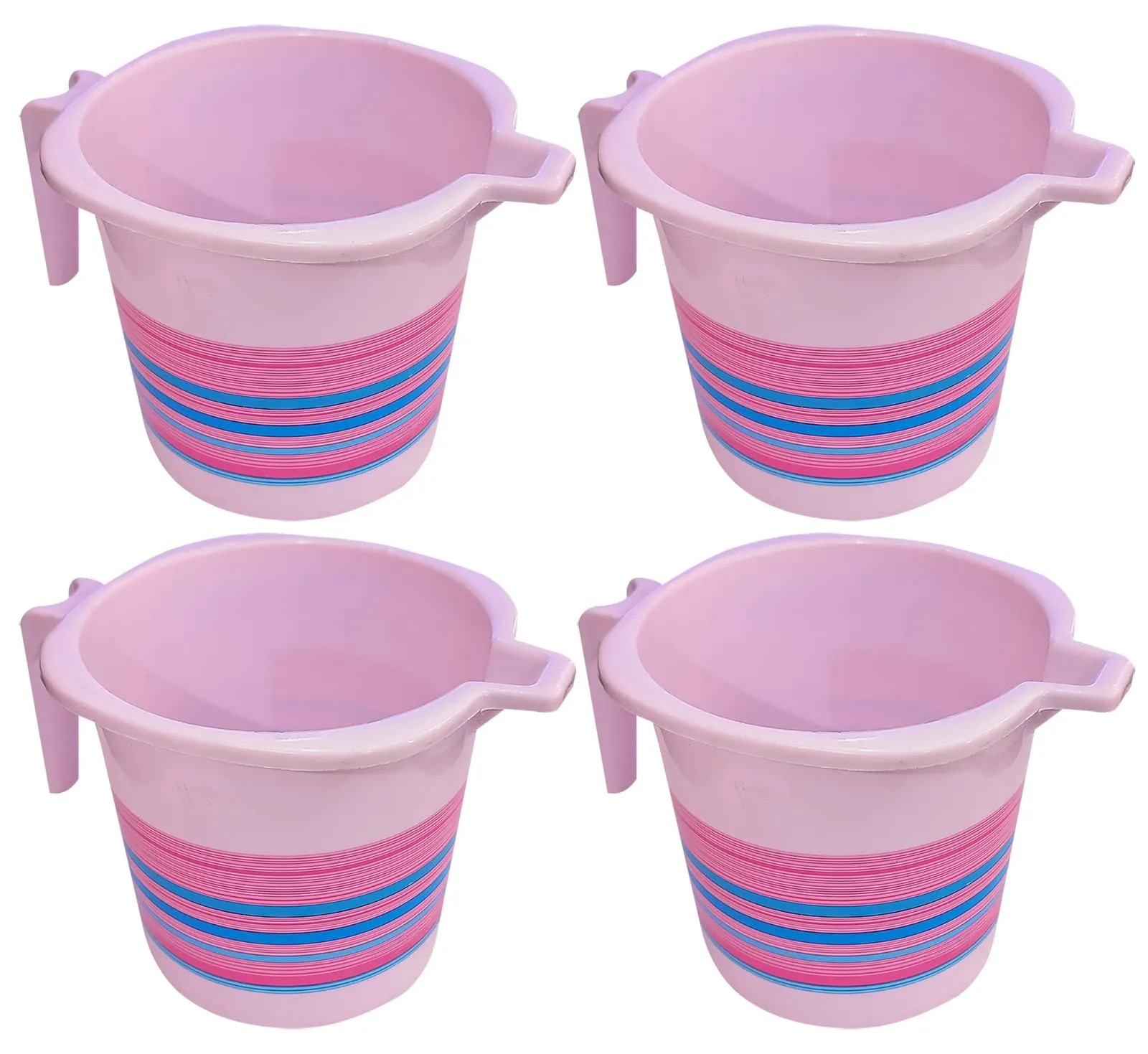 Heart Home Durable Long Lasting, Lightweight, Unbreakable, Strong Plastic Bathroom Mug 1 Litre- Pack of 4 (Pink)