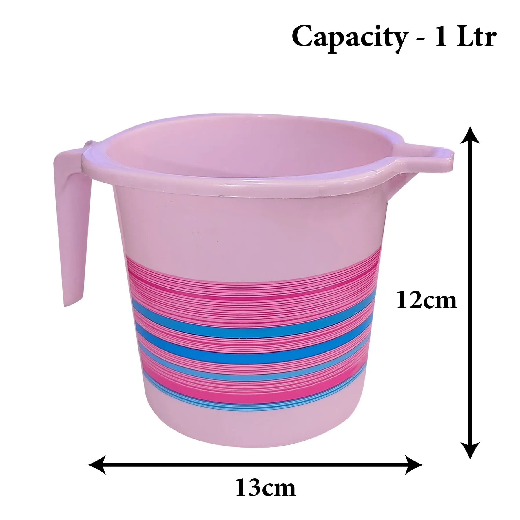 Heart Home Durable Long Lasting, Lightweight, Unbreakable, Strong Plastic Bathroom Mug 1 Litre- Pack of 4 (Pink)