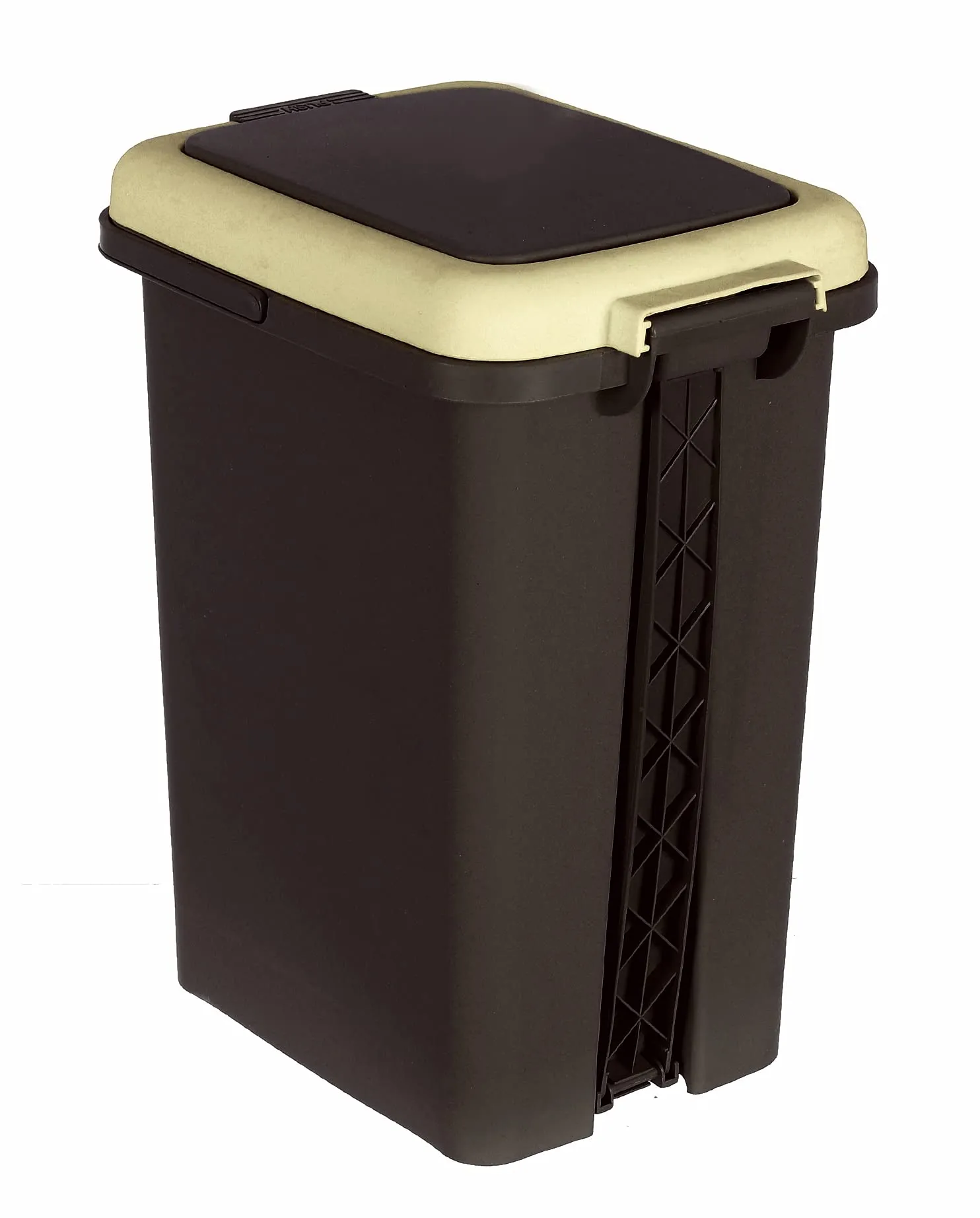 Heart Home Portable 10 Ltr Plastic Push And Pedal Dustbin With Lid & Handle Garbage Bins for Home Office (Black & Cream)