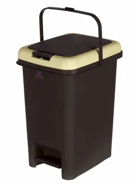 Heart Home Portable 10 Ltr Plastic Push And Pedal Dustbin With Lid & Handle Garbage Bins for Home Office (Black & Cream)