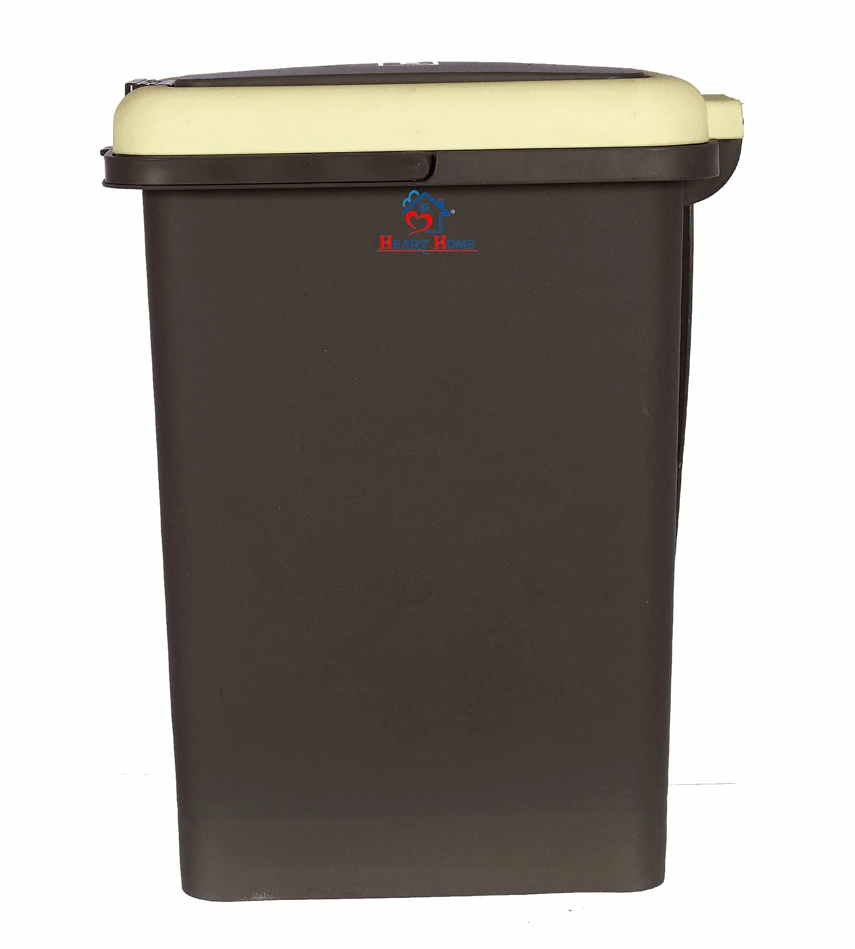 Heart Home Portable 10 Ltr Plastic Push And Pedal Dustbin With Lid & Handle Garbage Bins for Home Office (Black & Cream)