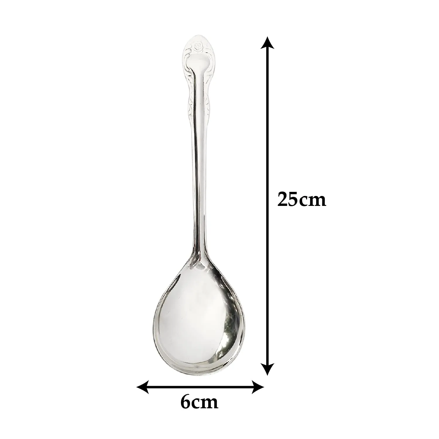 Heart Home Stainless Steel Solid Spoon|Chamcha for Cooking & Food Serving, Set of 2 (Silver)