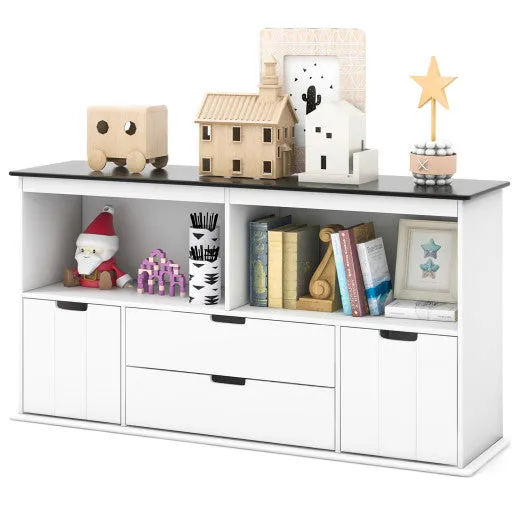 Kids Toy Storage Organizer With Blackboard Top-4-Drawer