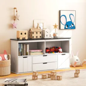 Kids Toy Storage Organizer With Blackboard Top-4-Drawer