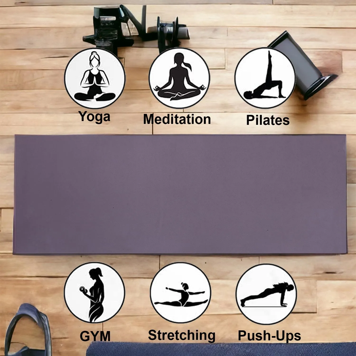 Kuber Industries Yoga Mat | Eva Foam Workout Mat | Anti-Skid Floor Exercise Mat | Carpet Mat for Gym-Fitness | Yoga Mat for Women | Yoga Mat for Men | 6 MM | Gray