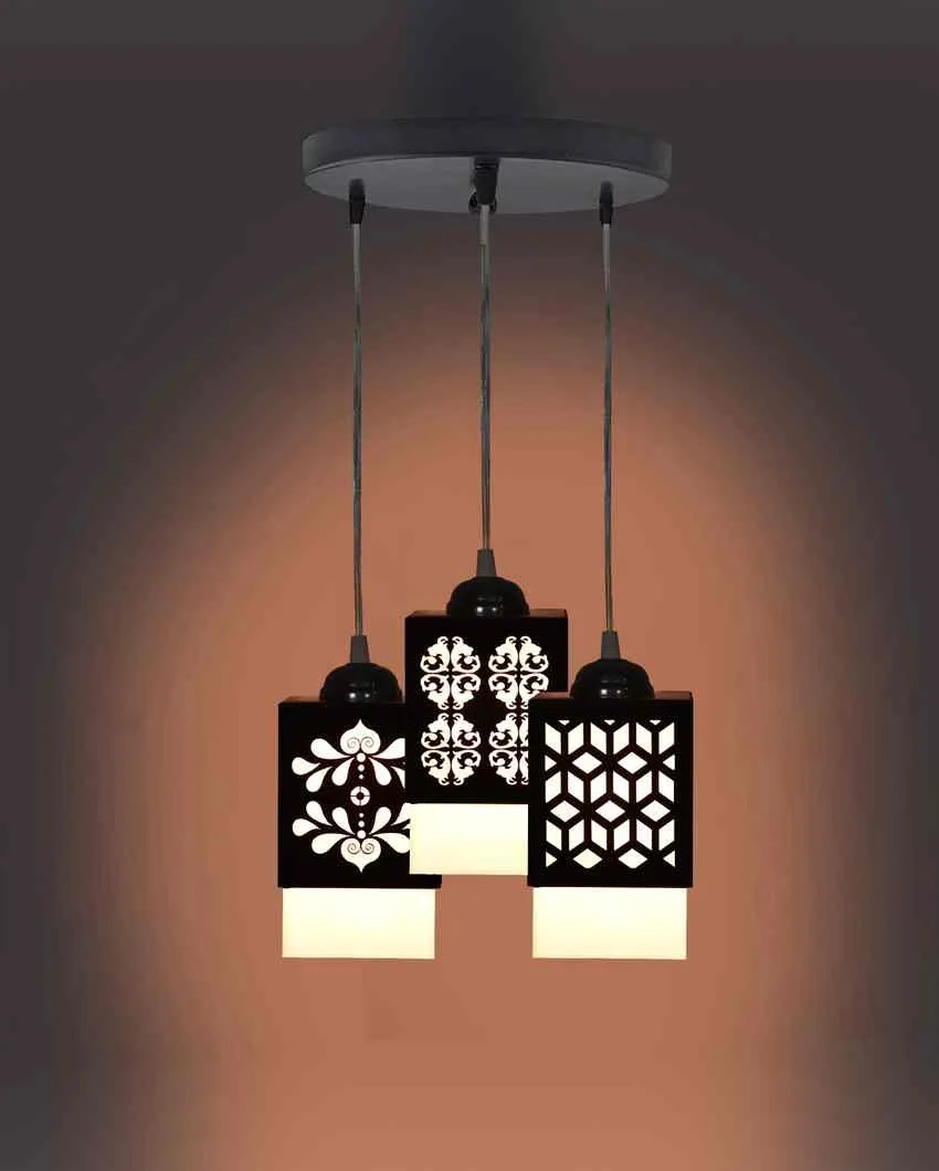 Kunstvoll 3 Lights Wooden Premium Hallway Ceiling Lamp | 5 x 6 x 32 inches