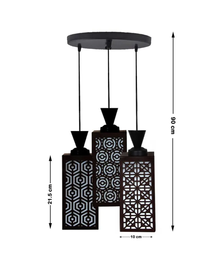 Kunstvoll Wooden Pendant 3 Lights Foyer Ceiling Lamp | 8 x 4 x 35 inches