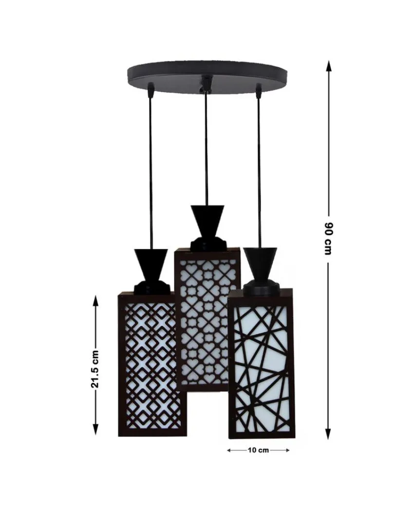 Leopard 3 Lights Wooden Premium Foyer Ceiling Lamp | 8 x 4 x 35 inches