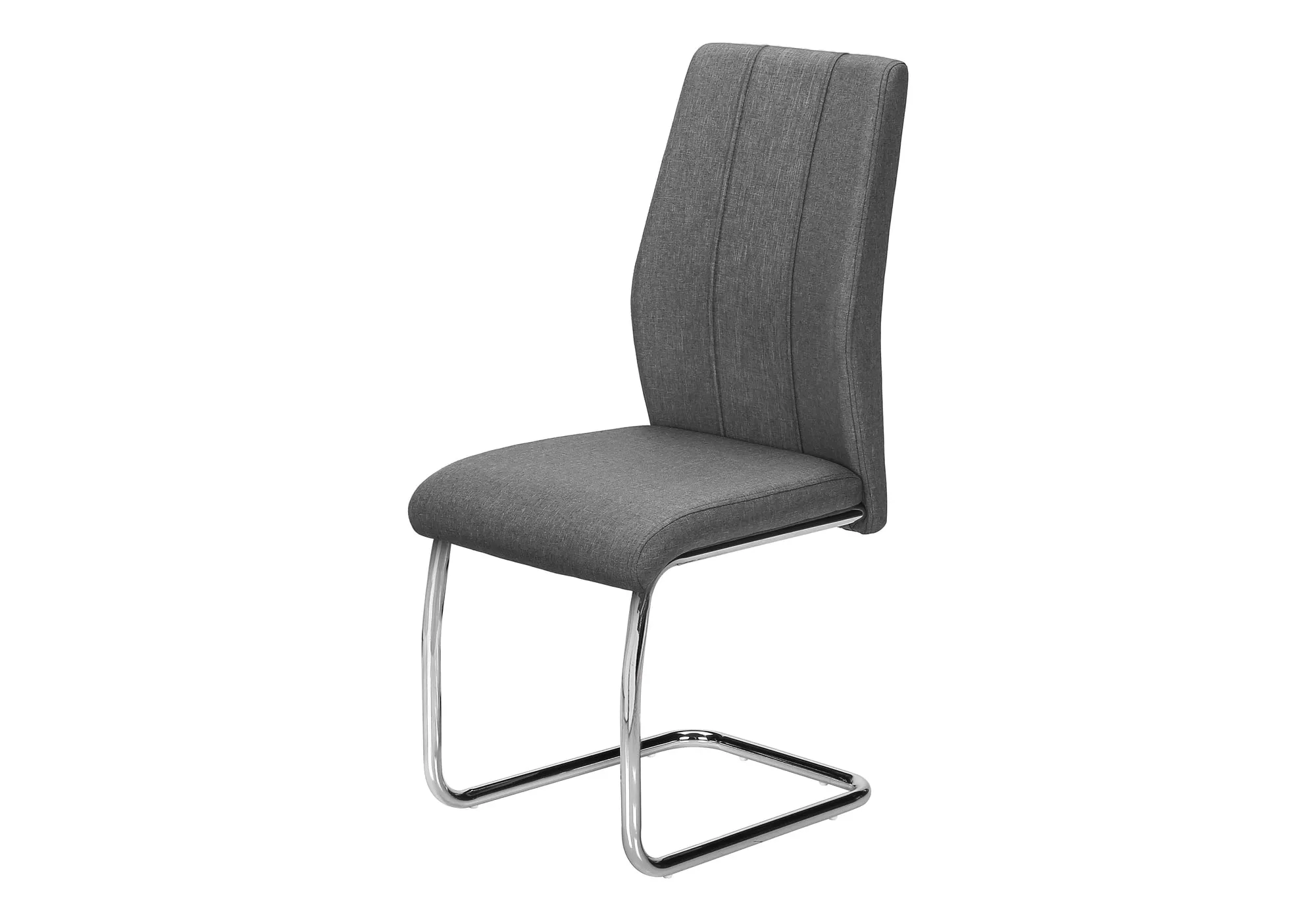 Luxura Duo: Modern Upholstered Dining Chairs - Set of 2, Grey Fabric & Chrome, 39 inch Height