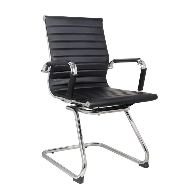 Medium Back Comfortable Pu Leather Office Chair 818D Black