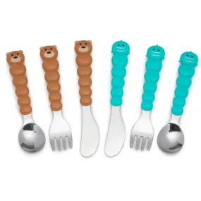 Melii Utensil Set - Brown Bear & Blue Shark (6 Pcs)