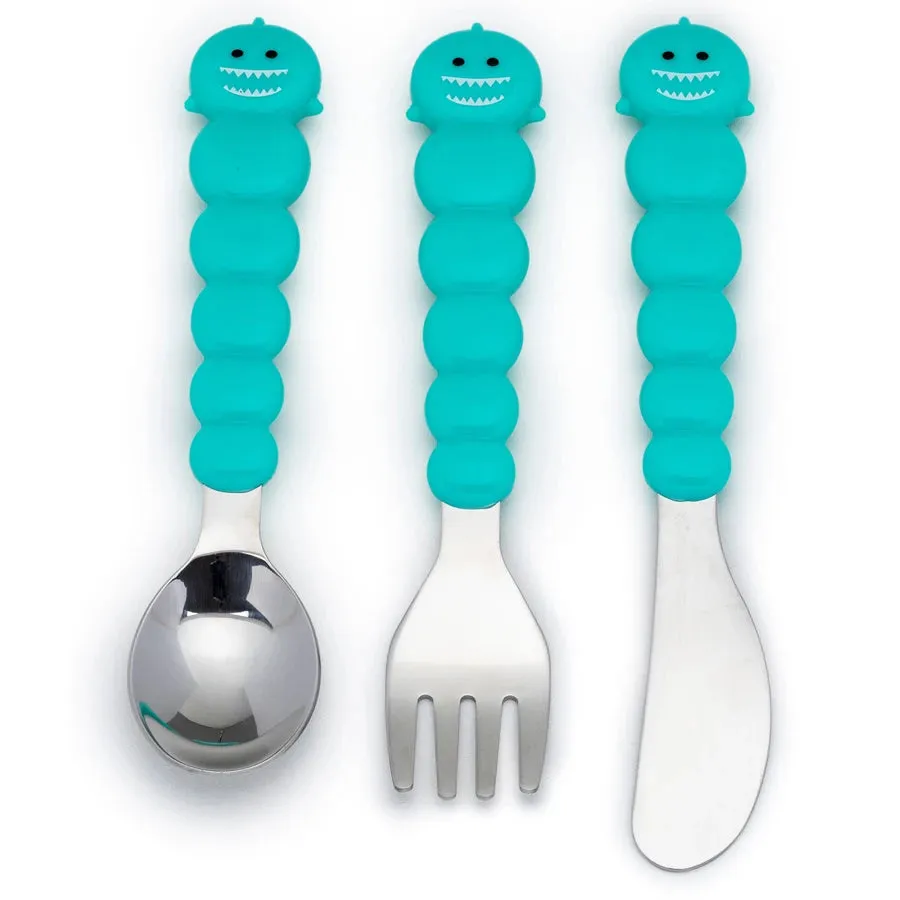 Melii Utensil Set - Brown Bear & Blue Shark (6 Pcs)