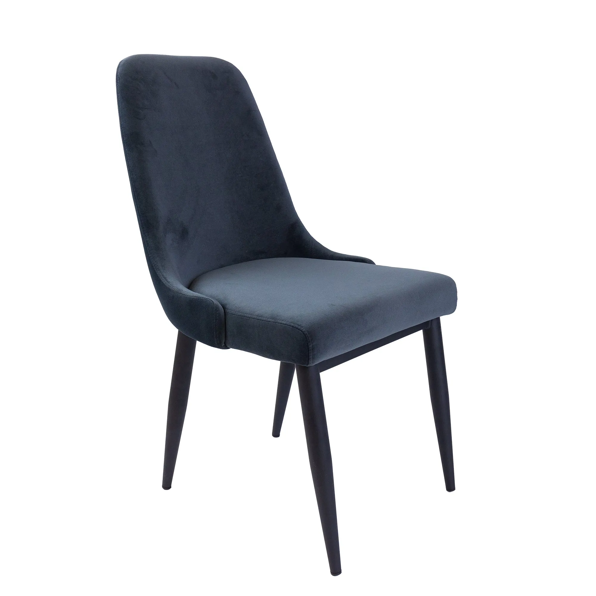 Mid-Century Velvet Dining Chair Set with Metal Frame (2pc) - Charcoal