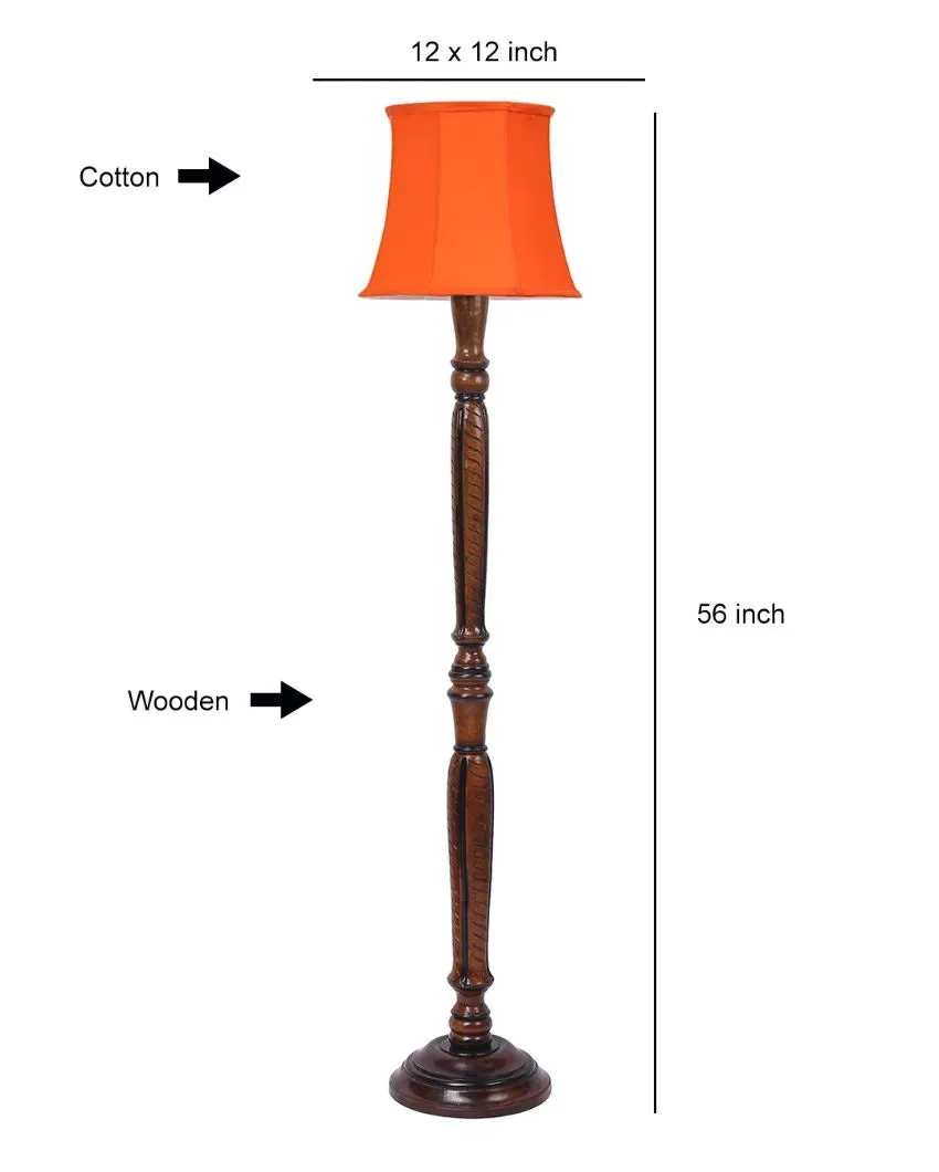 Modern Design Cotton Shade Wooden Floor Lamp | 12 X 57 inches