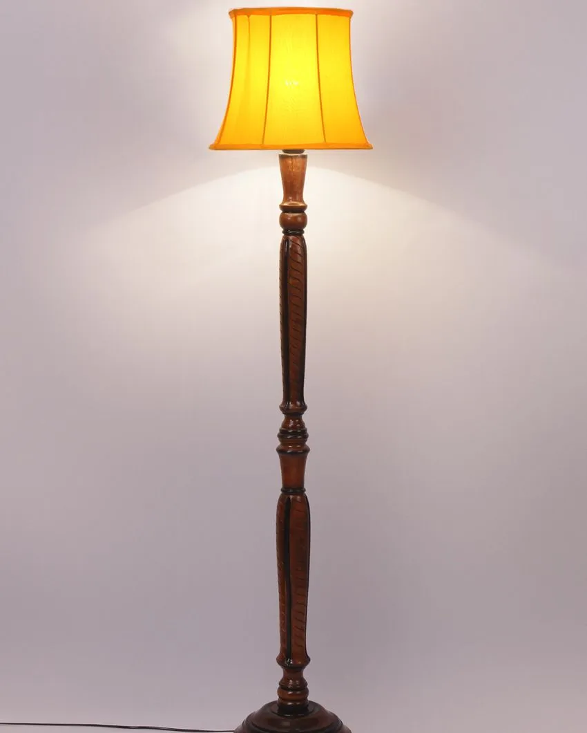 Modern Design Cotton Shade Wooden Floor Lamp | 12 X 57 inches