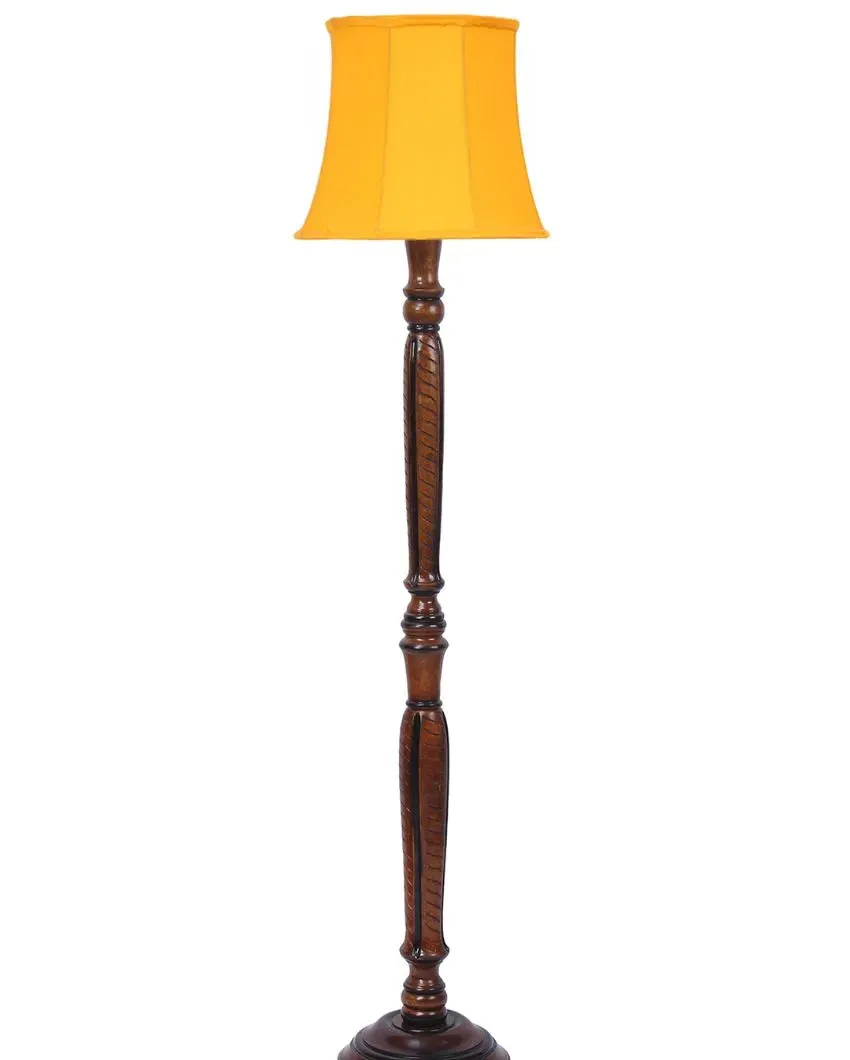 Modern Design Cotton Shade Wooden Floor Lamp | 12 X 57 inches