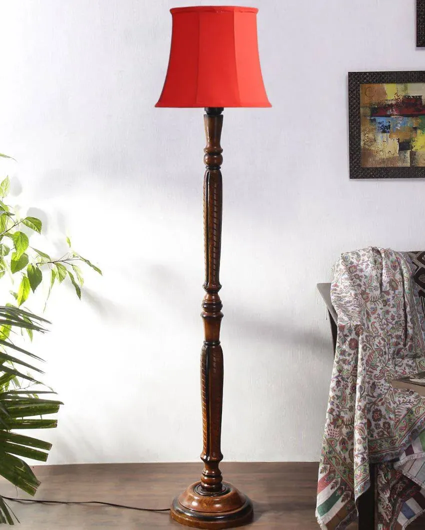 Modern Design Cotton Shade Wooden Floor Lamp | 12 X 57 inches