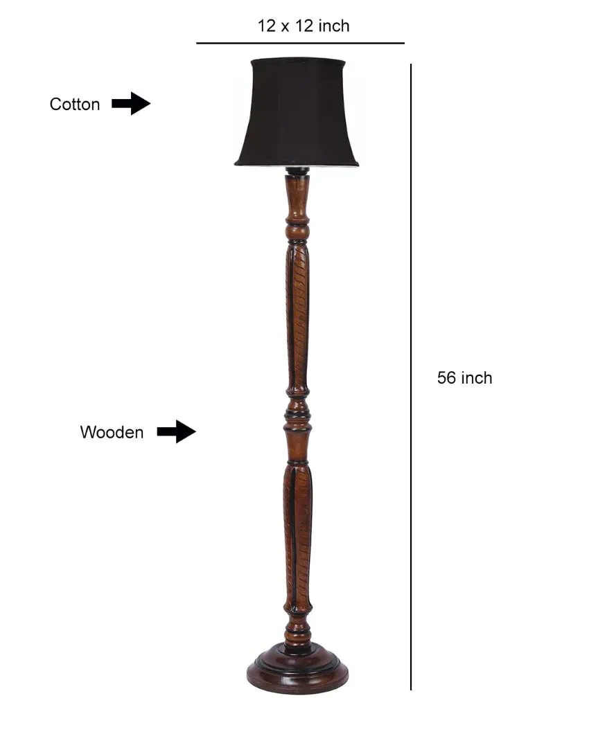 Modern Design Cotton Shade Wooden Floor Lamp | 12 X 57 inches