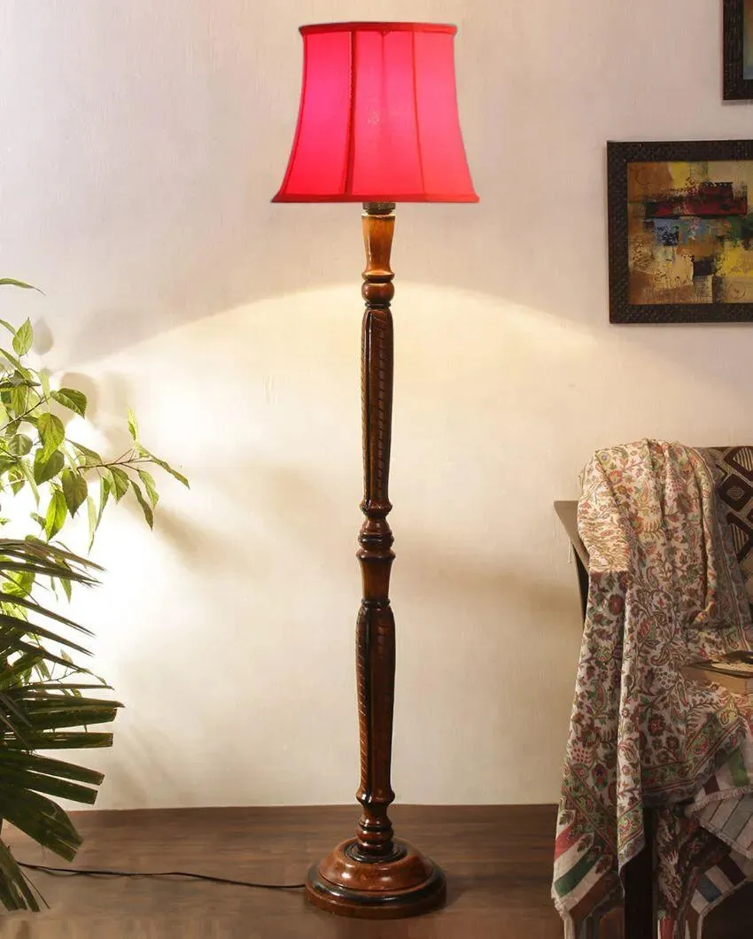 Modern Design Cotton Shade Wooden Floor Lamp | 12 X 57 inches