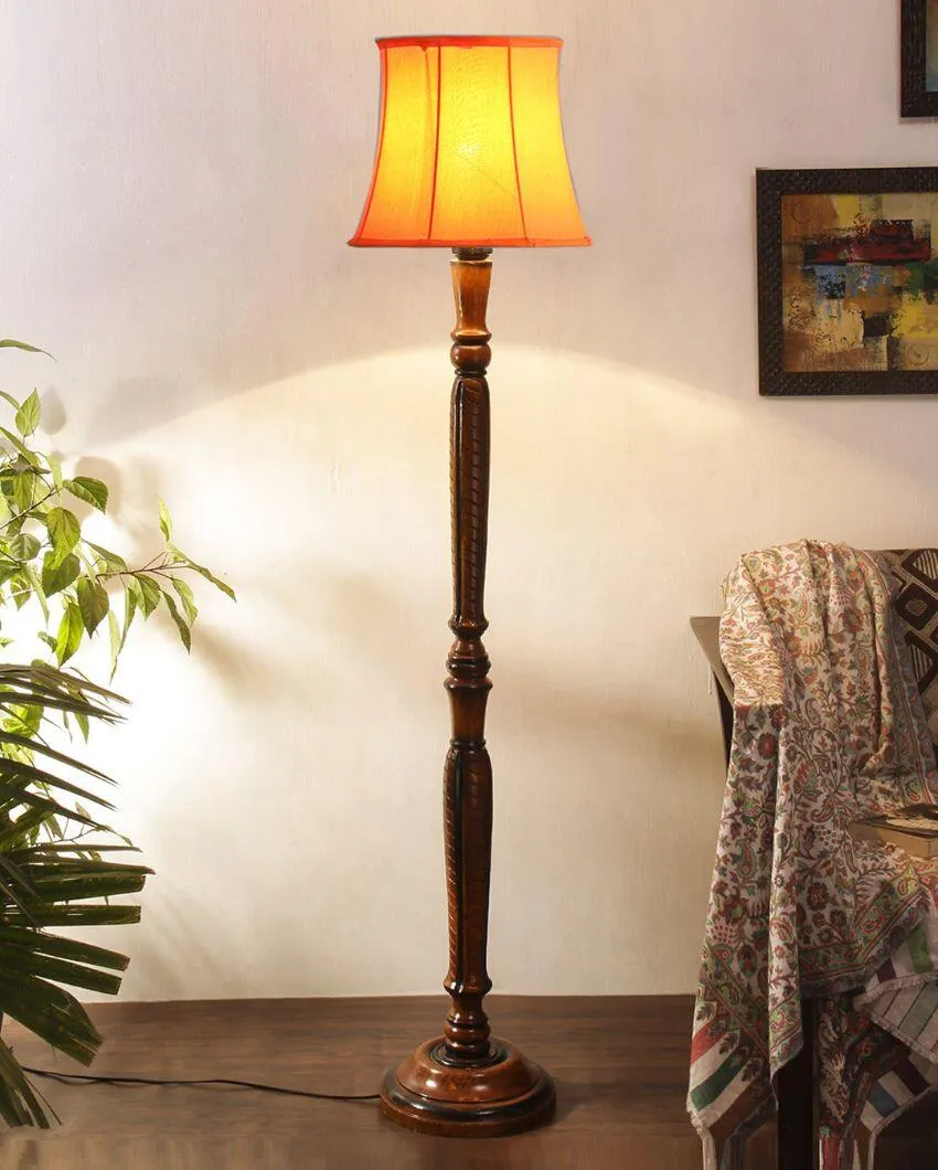 Modern Design Cotton Shade Wooden Floor Lamp | 12 X 57 inches