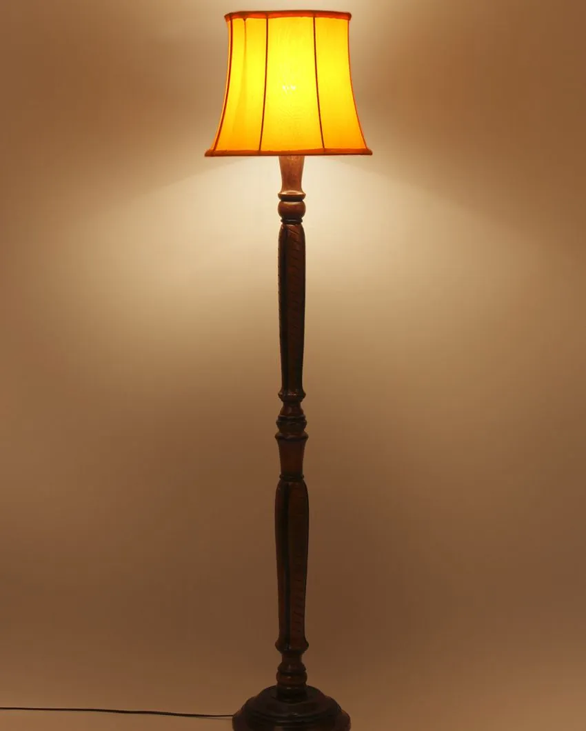 Modern Design Cotton Shade Wooden Floor Lamp | 12 X 57 inches