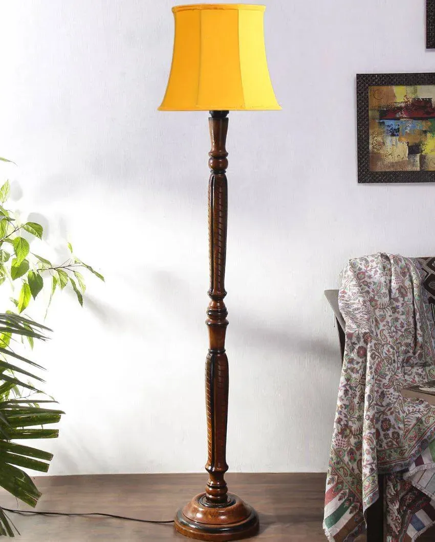 Modern Design Cotton Shade Wooden Floor Lamp | 12 X 57 inches