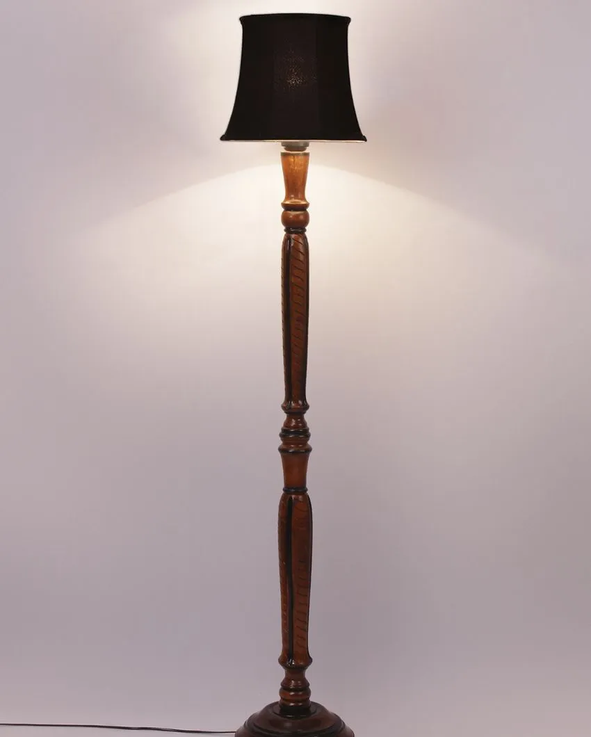 Modern Design Cotton Shade Wooden Floor Lamp | 12 X 57 inches