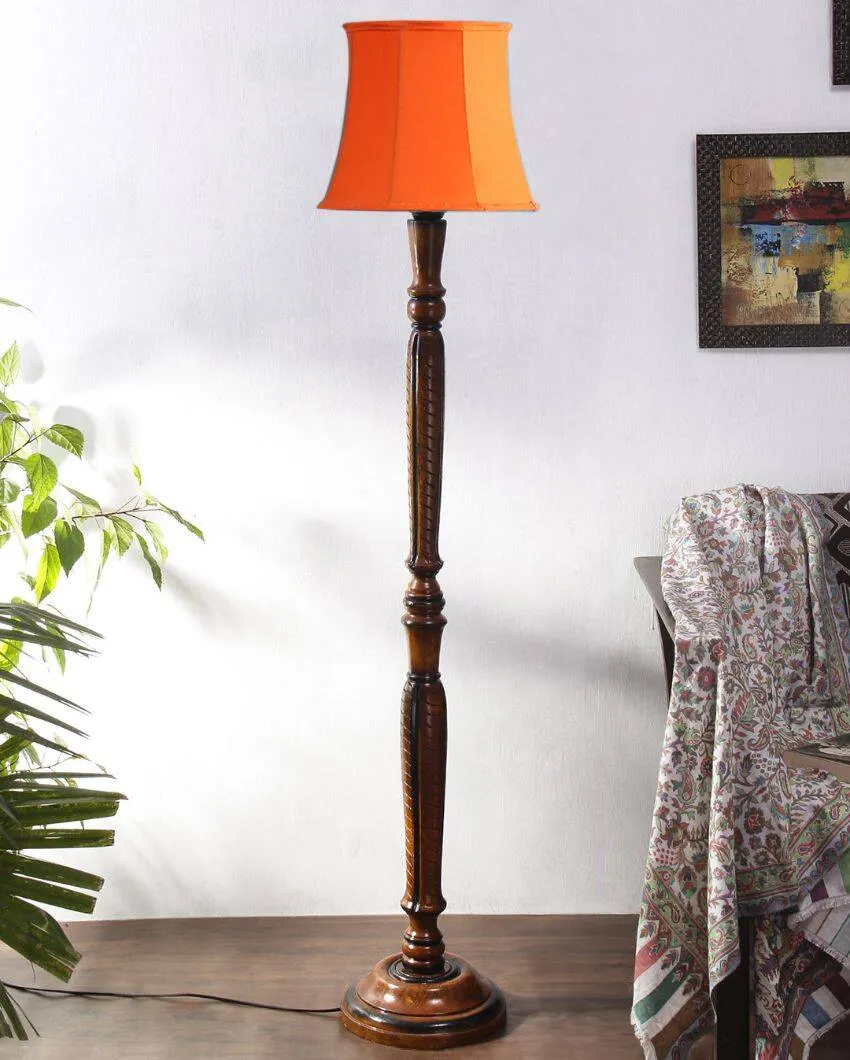 Modern Design Cotton Shade Wooden Floor Lamp | 12 X 57 inches