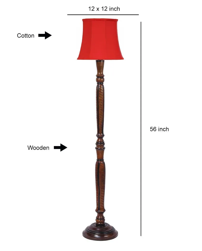 Modern Design Cotton Shade Wooden Floor Lamp | 12 X 57 inches