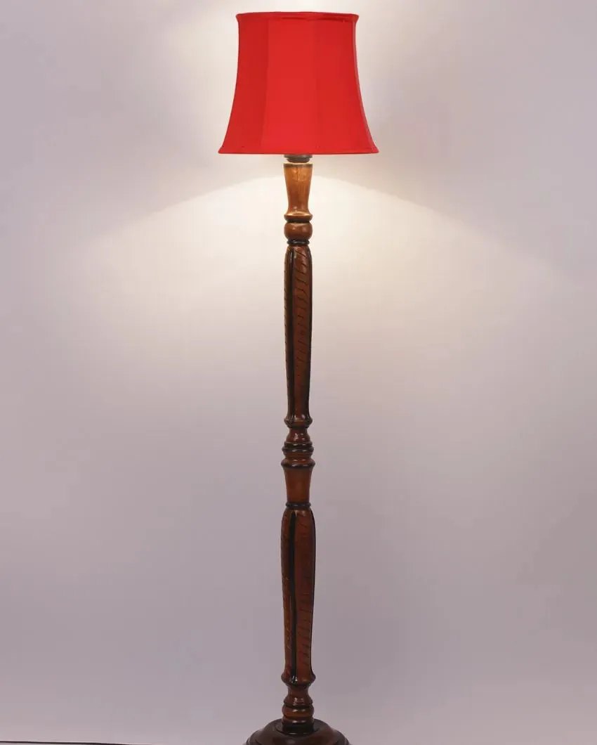 Modern Design Cotton Shade Wooden Floor Lamp | 12 X 57 inches