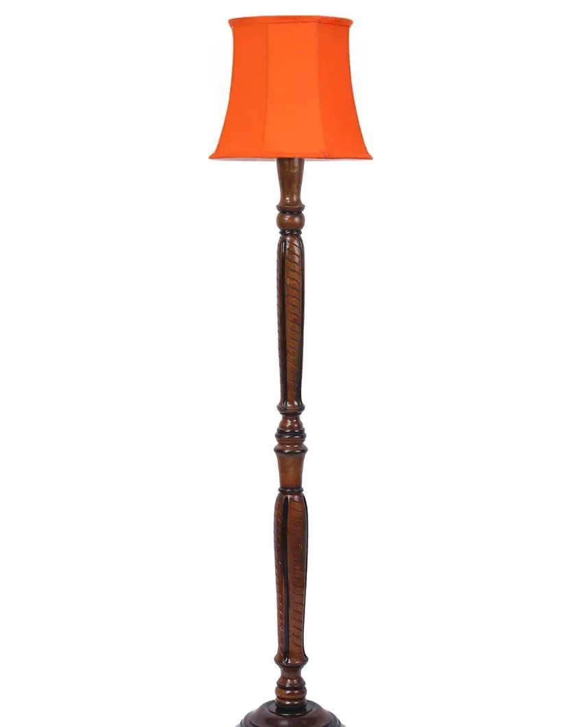 Modern Design Cotton Shade Wooden Floor Lamp | 12 X 57 inches